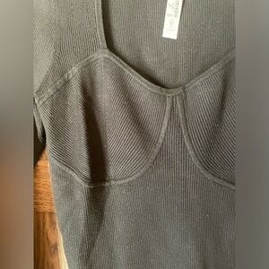 NWT Madewell Black Long Sleeve Corset Ribbed Sweater Top